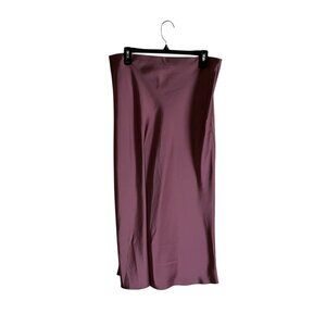 Zara Satin Effect Midi Skirt Dark Pink Silky Trendy Spring Summer Size Large